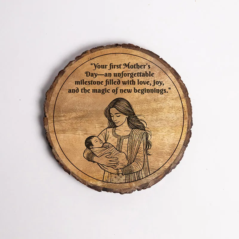 First Mother's Day Wood Showpiece - Round media 5