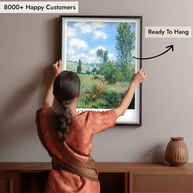 View of Vetheuil Archival Canvas Wall Painting - Black Frame media 6