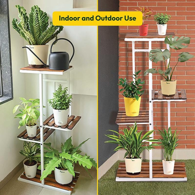 Florencia Stand Five Tier Metal Plant Stand - Brown & White media 7