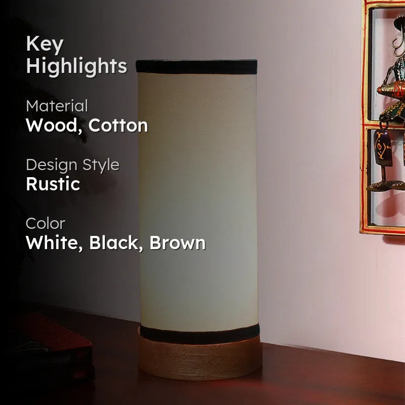 Nyra Tower Wooden Table Lamp - White,Black,Brown media 2
