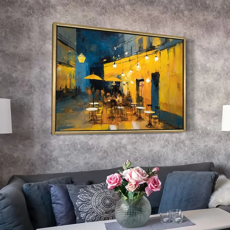 Cafe Terrace Canvas Wall Painting With Frame media 6