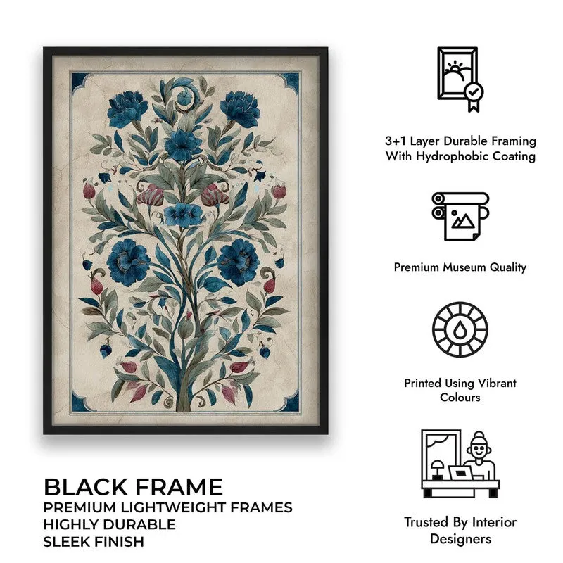 Floral Folk Art Canvas Wall Painting With Black Frame media 11