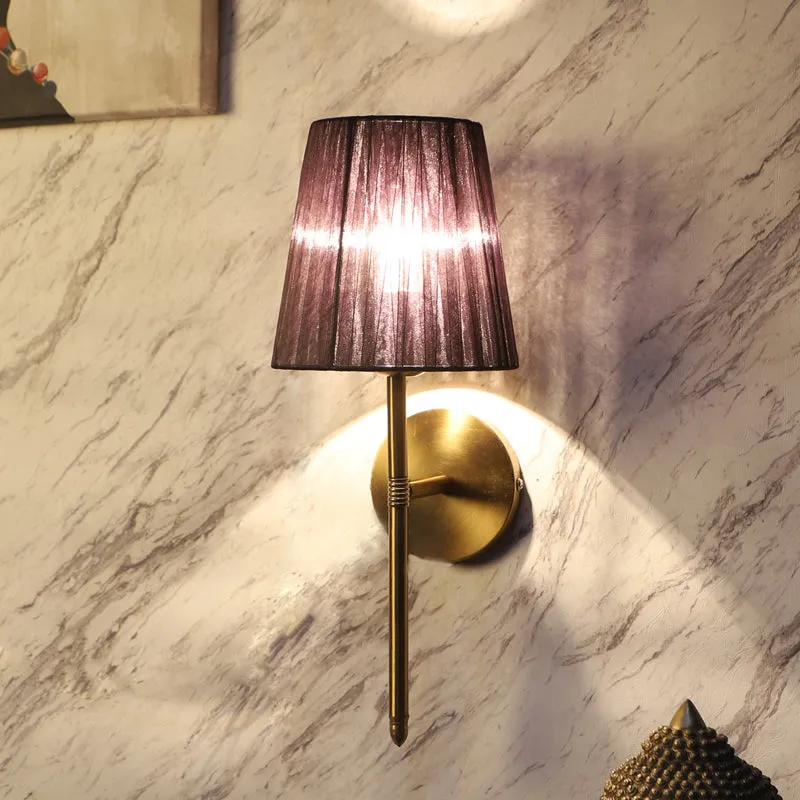 Enida Iron Wall Lamp with Fabric Shade media 4