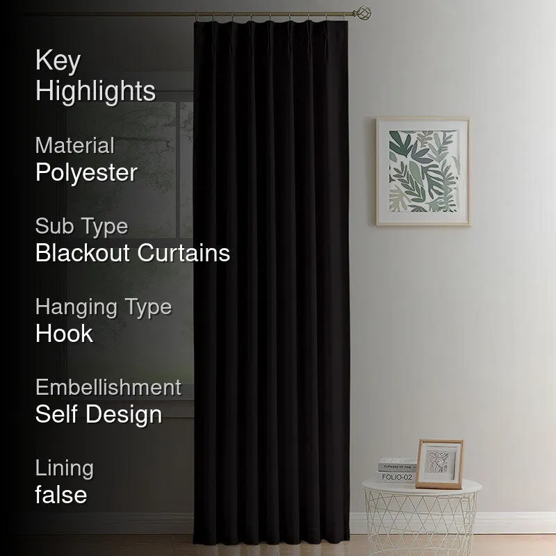 Noir Double Pinch Pleat Blackout Curtain - Black media 2