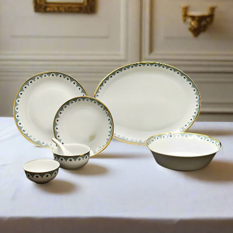 Isebella 24k Gold Brushed Porcelain Dinner Set - 33 Piece Set media 4