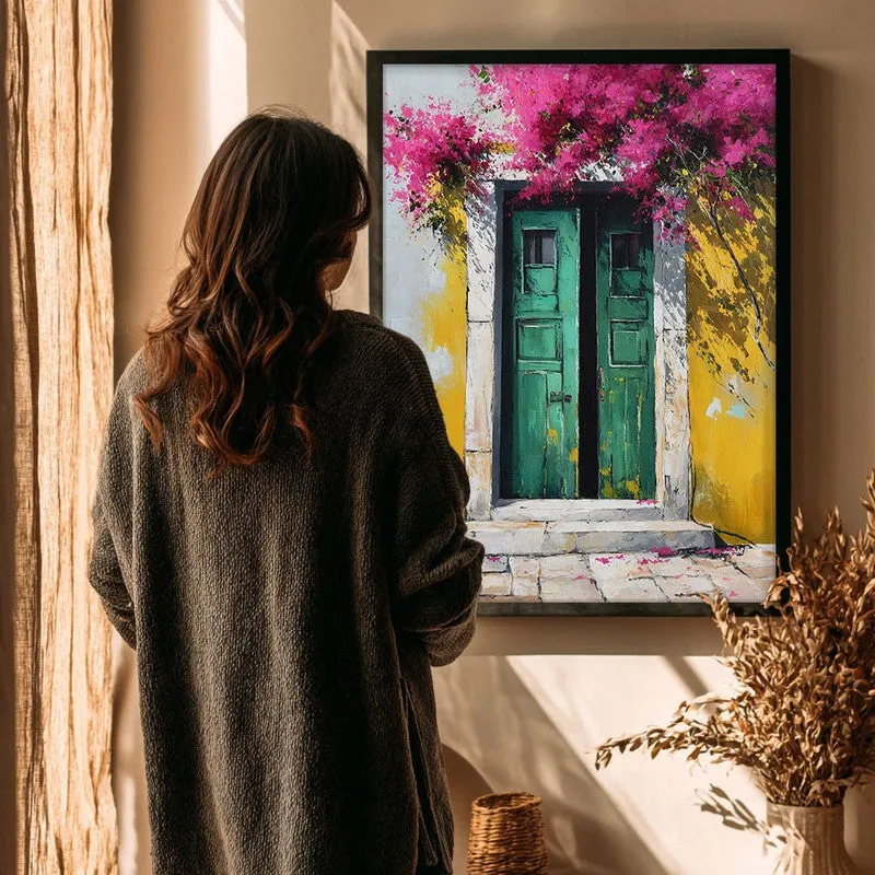 Bougainvillea Bliss Canvas Wall Painting - Black Frame media 4