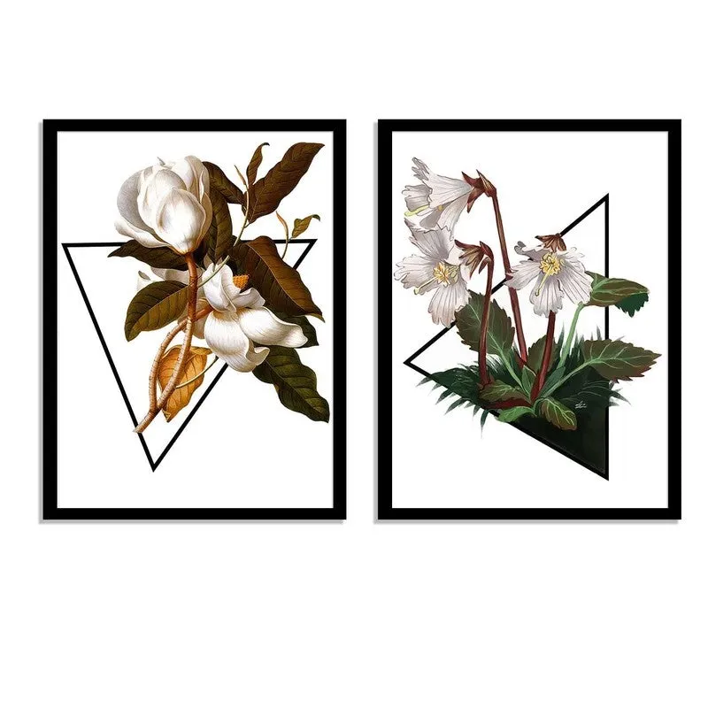 GeoFlora Paper Wall Painting With MDF Frame (Black) - Set Of Two media 4
