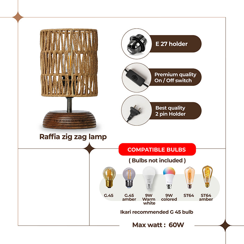 PrismaLit Rattan Mango Wood Table Lamp - Beige media 7