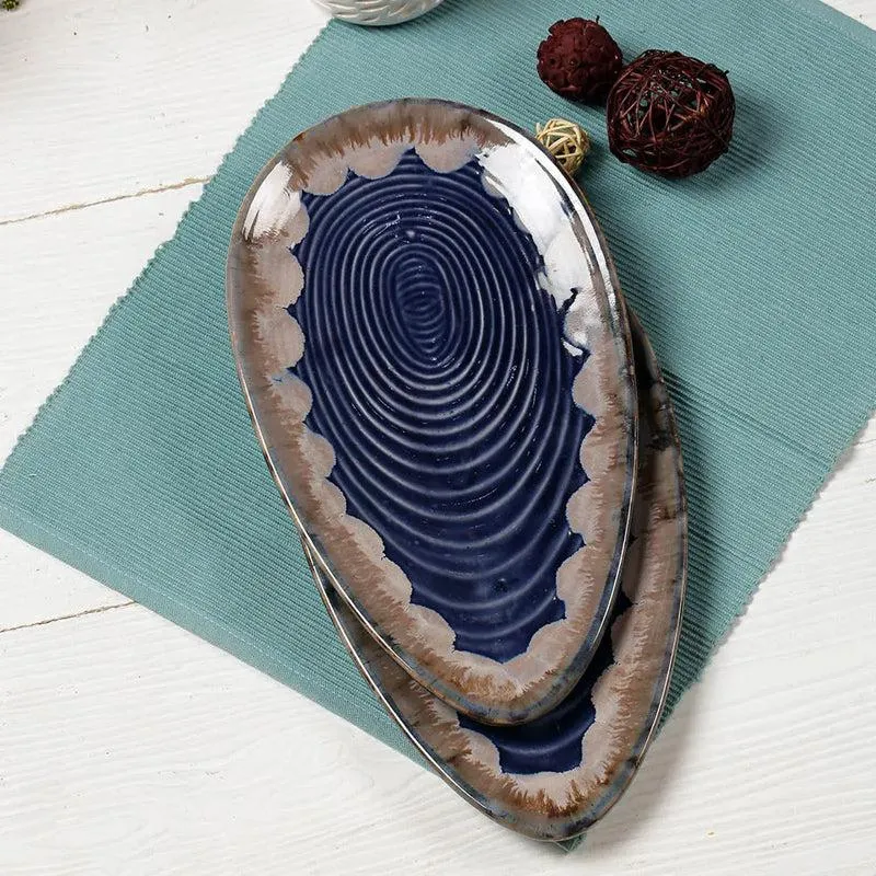 Halmi Oyster Handmade Ceramic Platter - Set of Two media 1