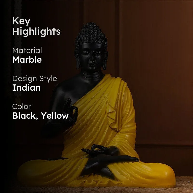 Black and yellow Buddha idol highlight image
