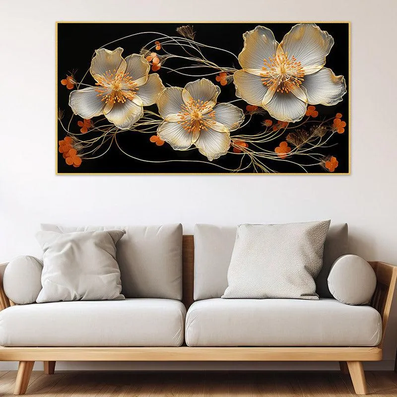 Cauaria Floral Wall Painting With Frame media 3