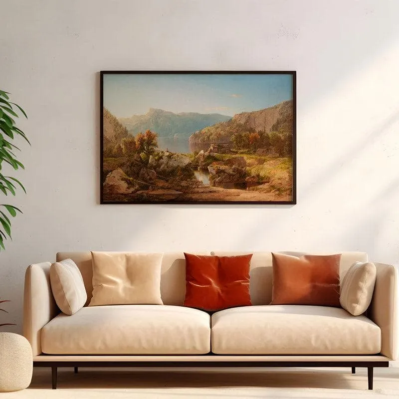 Autumn Warm Morning Canvas Wall Painting - Black Frame media 4
