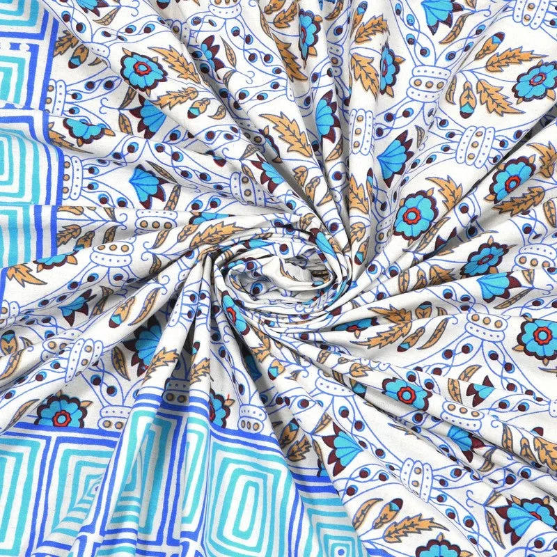 Aurao Cotton Bedsheet (Blue,White) - 240 TC media 5