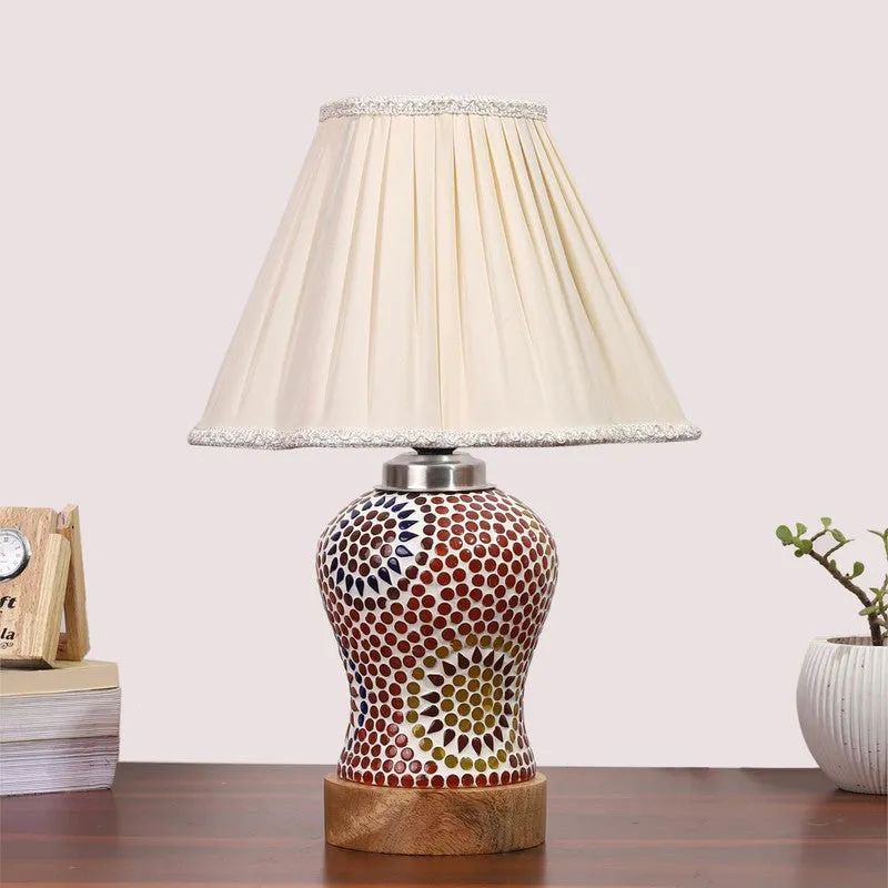 Aranya Pleated Wooden Table Lamp - Multicolor media 4