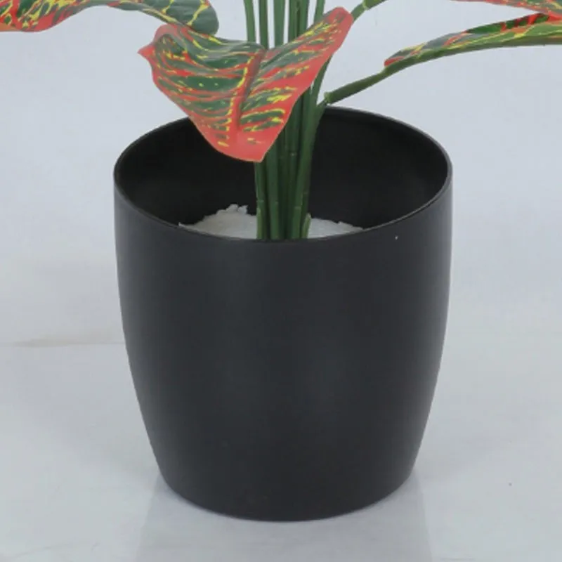 Edena Artificial Red Croton With Black Plastic Pot - 1.6 Feet media 4