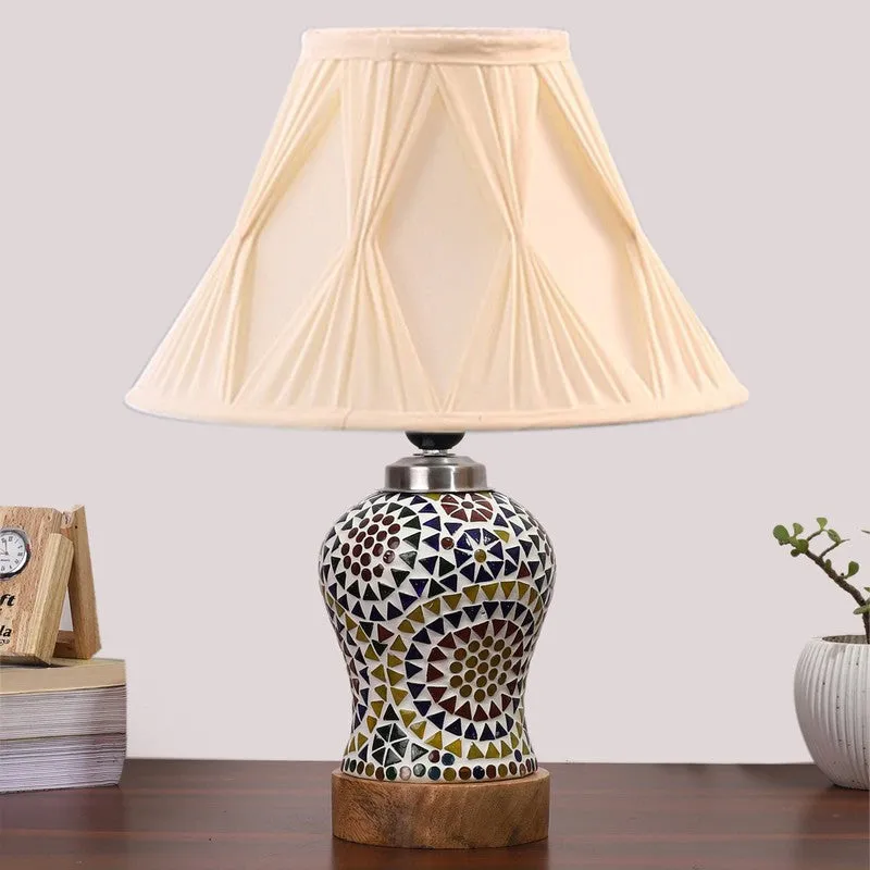 Aurenique Smocked Wooden Table Lamp - Multicolor media 4