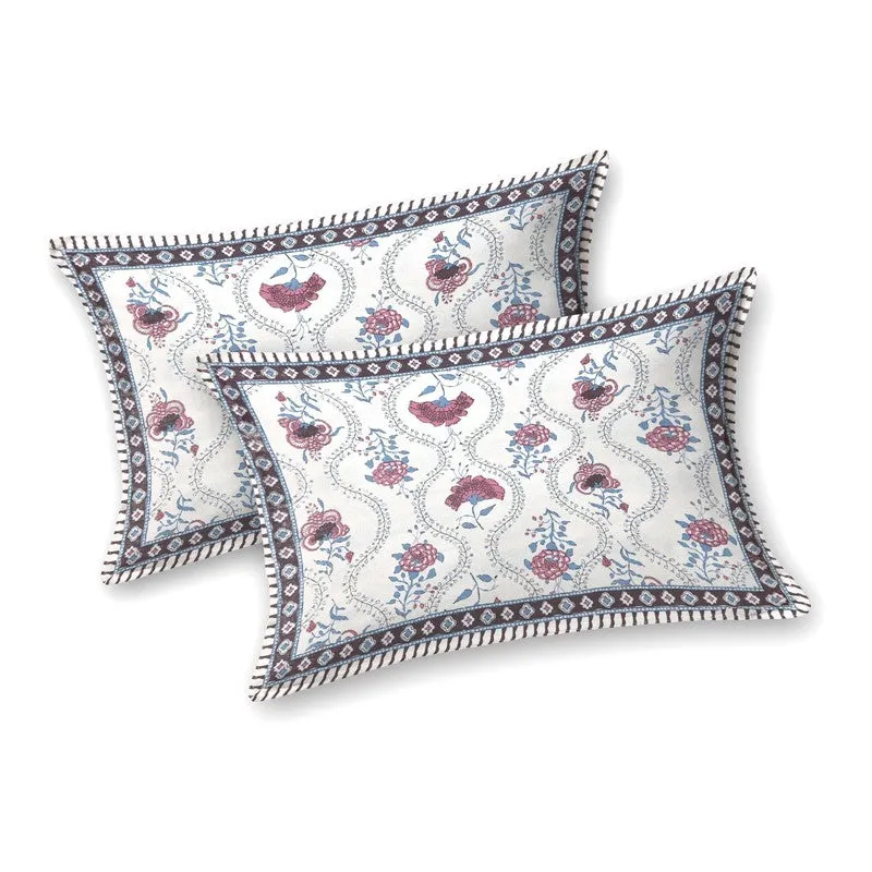 Blossomza Cotton Bedsheet (White,Purple) - 240 TC media 4