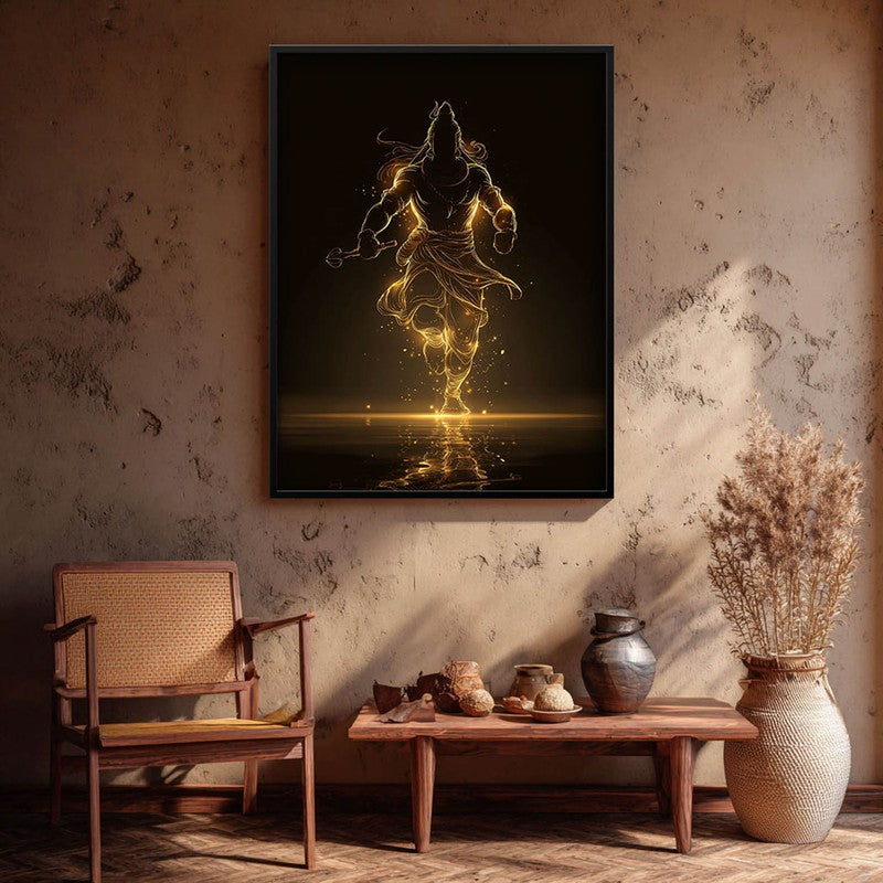 Golden Aura Mahadev Archival Paper Wall Art