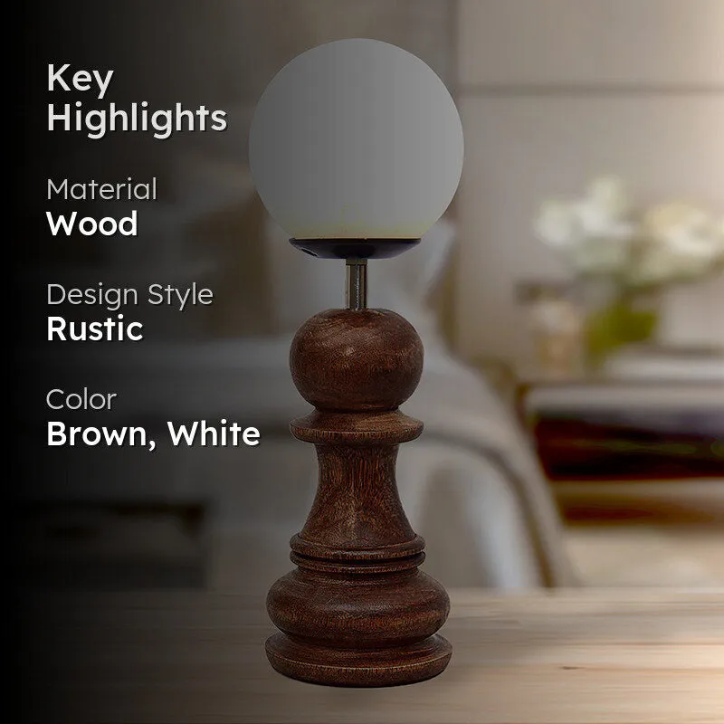 Chess Pawn Wooden Table Lamp - Brown,White media 2