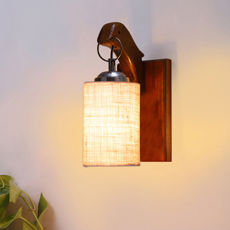 Estrella Jute & Wooden Wall Lamp - White