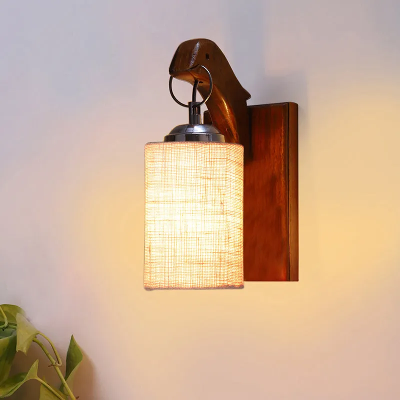 Estrella Jute & Wooden Wall Lamp - White media 1