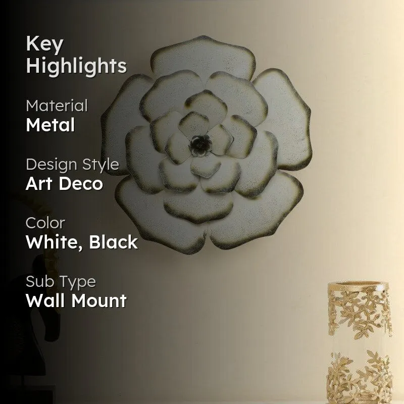 Rose Bloom Metal Wall Accent - White media 2