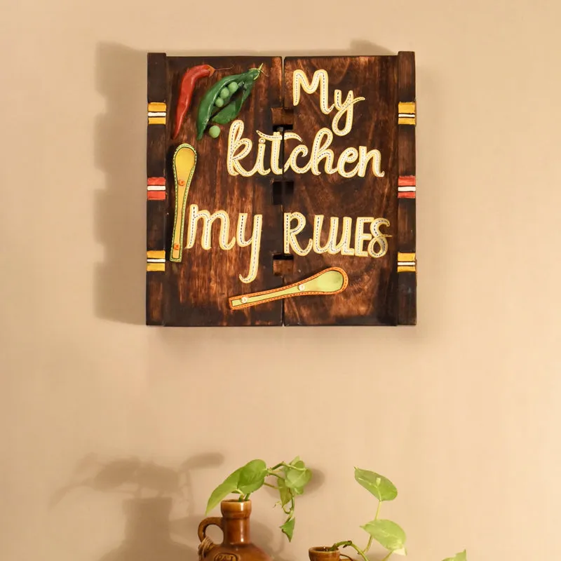 My Kitchen My Rules Wooden Wall Accent media 1