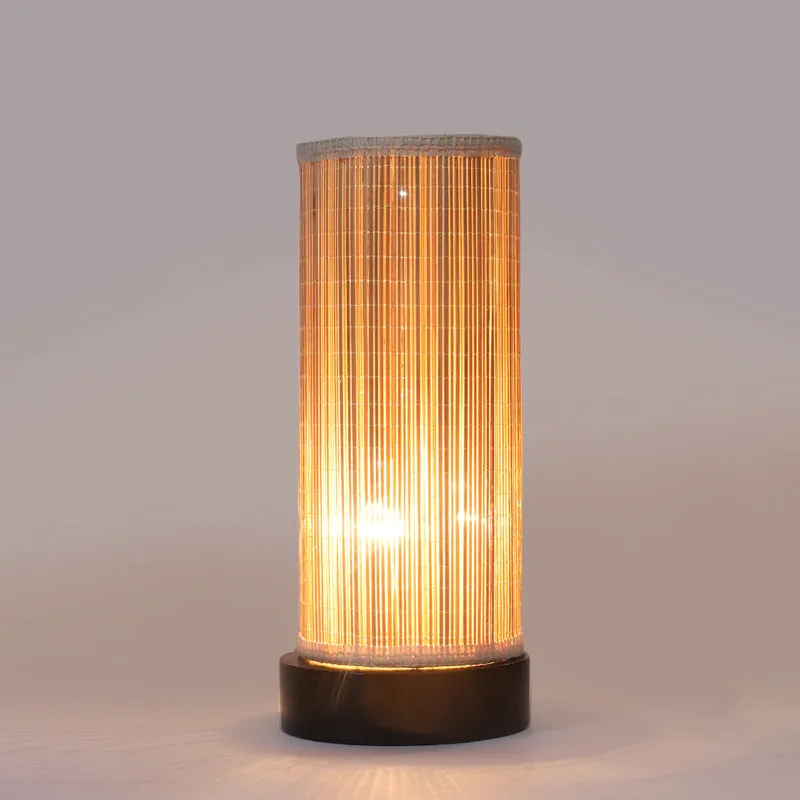 Vionelle Cylindra Curve Bamboo Table Lamp - Black media 5
