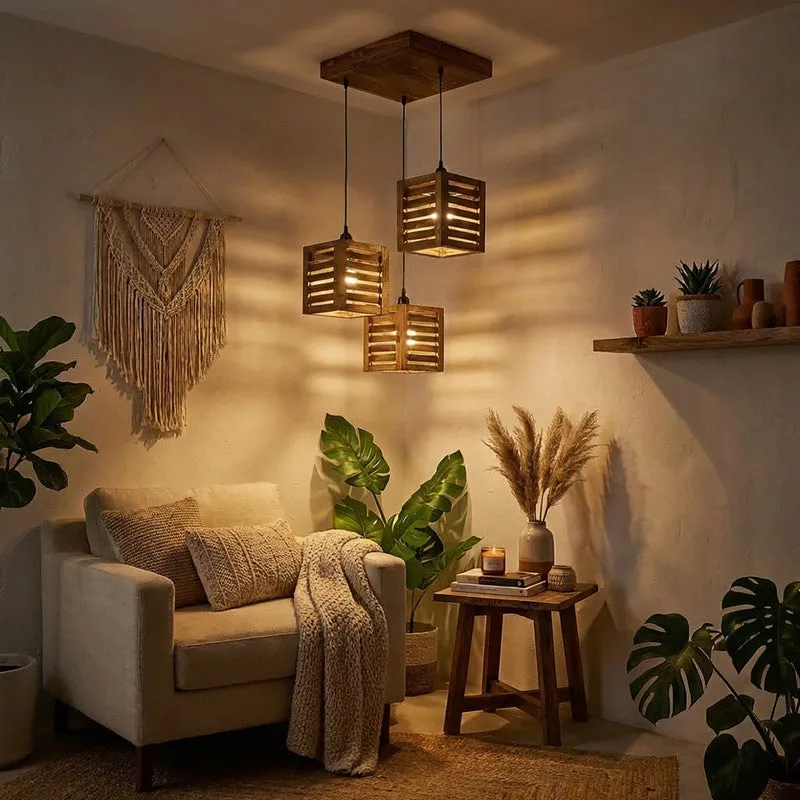 Ankaa Cluster Wooden Ceiling Lamp media 3