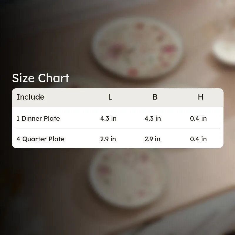 Blossom Serve 4 Quarter Plates with 1 Dinner Plate - Five Piece Set media 9