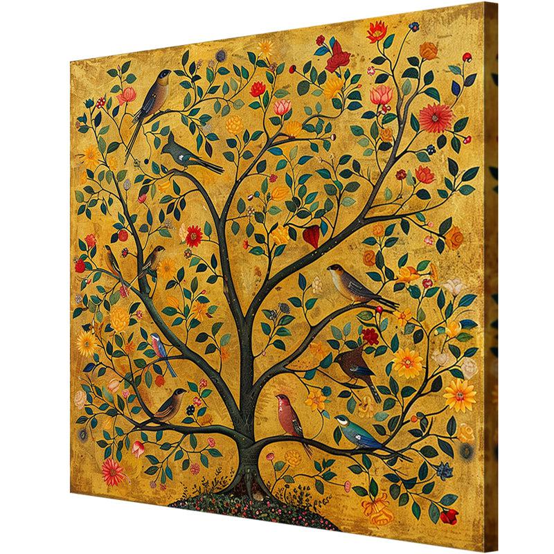 Avian Life on a Majestic Tree Wall Painting media 5