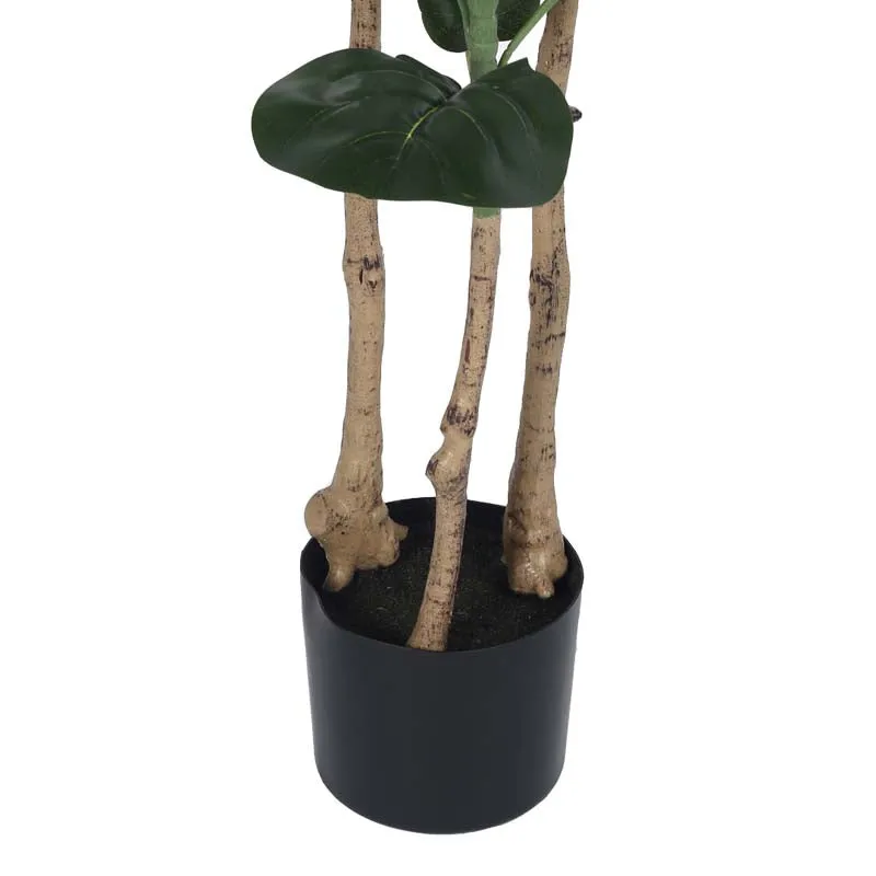 Modern Lush Fiddle Leaf Fig Plant With Black Fiber Pot - 4.6 Feet media 6