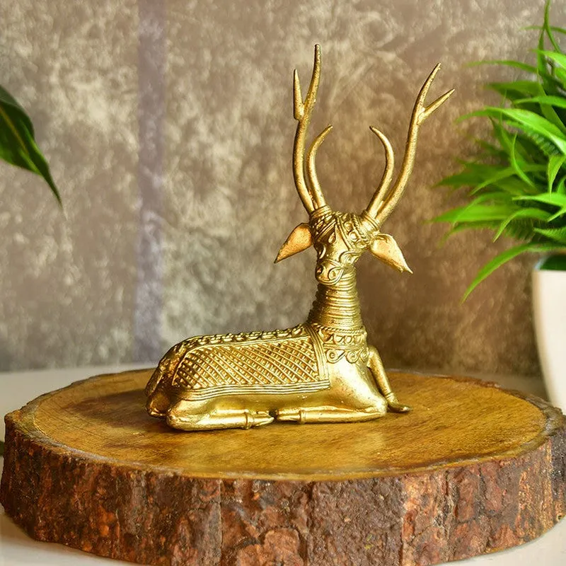 Ethnic Deer Repose Showpiece media 1