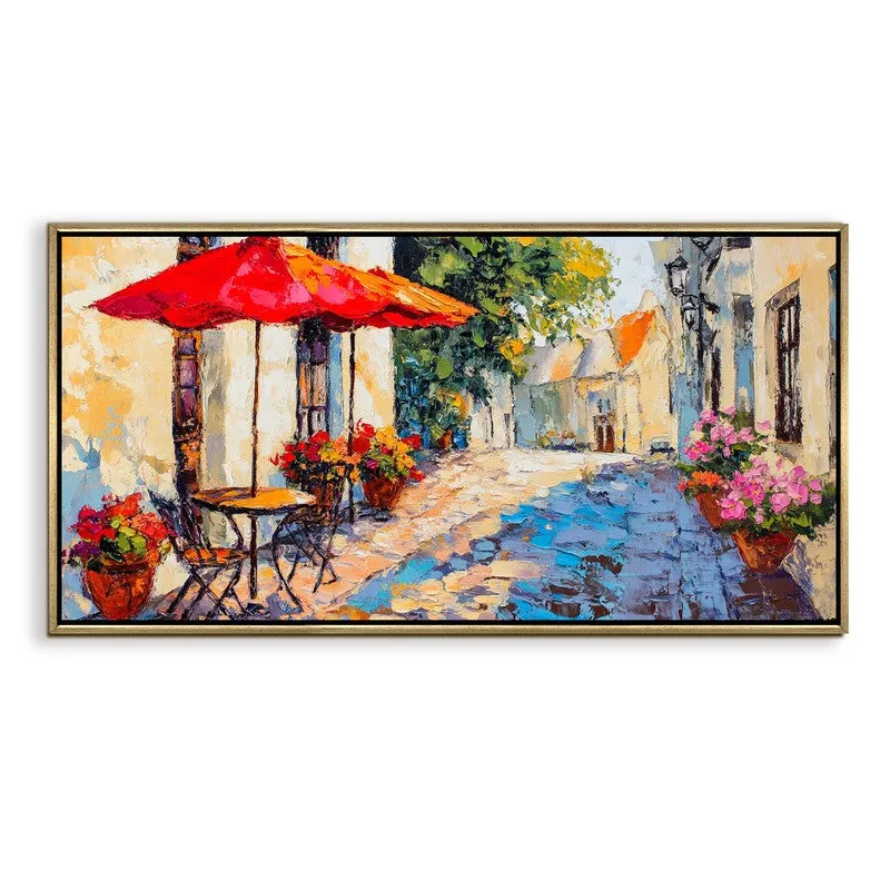 Courtyard Canvas Wall Painting With Frame media 3