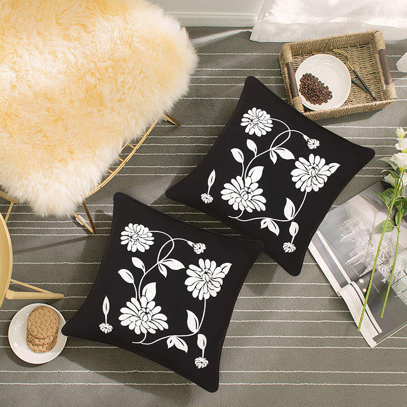 Flowery Nights Embroidered Cushion Cover - Set Of Two media 3