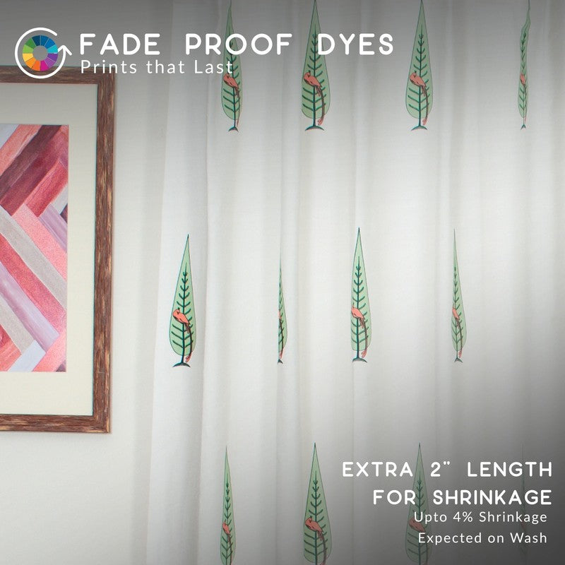 Tranquebar Home Leafy Escape Cotton Curtains(Coral) - Set Of Two media 5