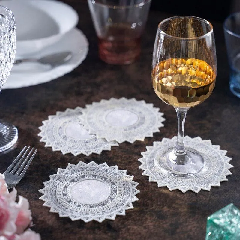 Embroidered Franch Star Doily - Set Of Four media 1