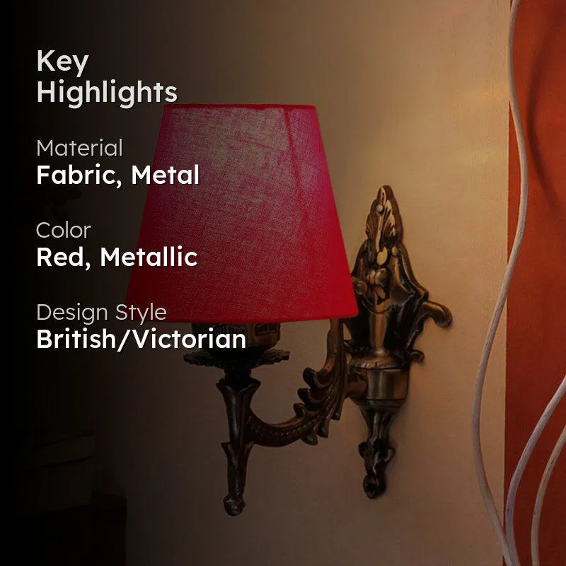 Vista Edrel Conical Fabric & Metal Wall Lamp - Red media 2