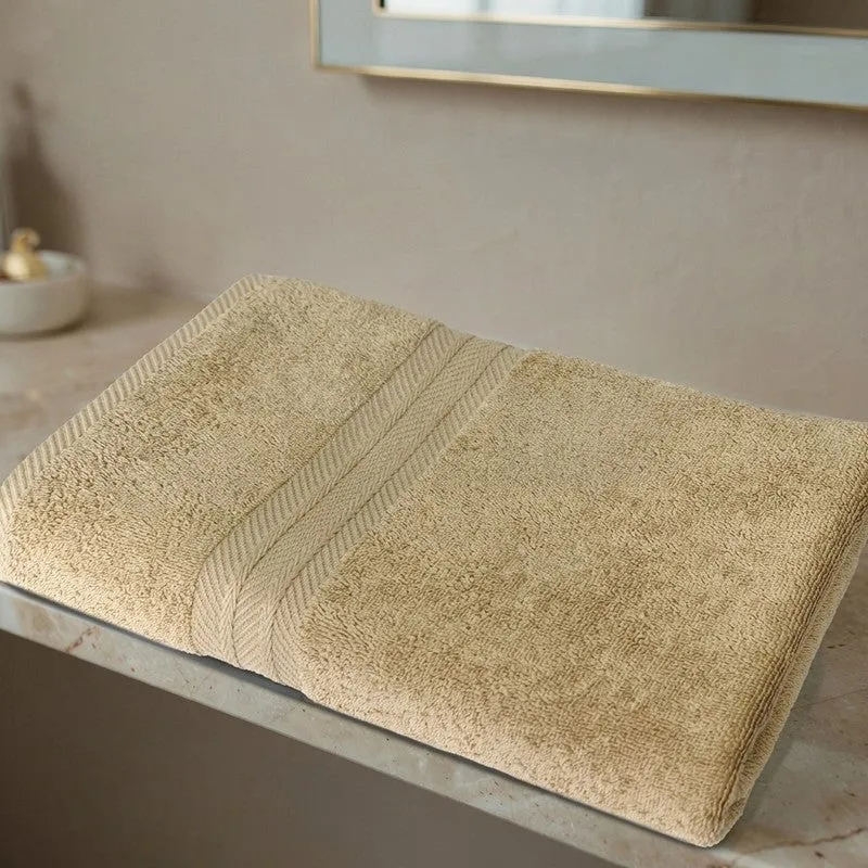 PlushAura Cotton Bath Towel (Camel) media 3
