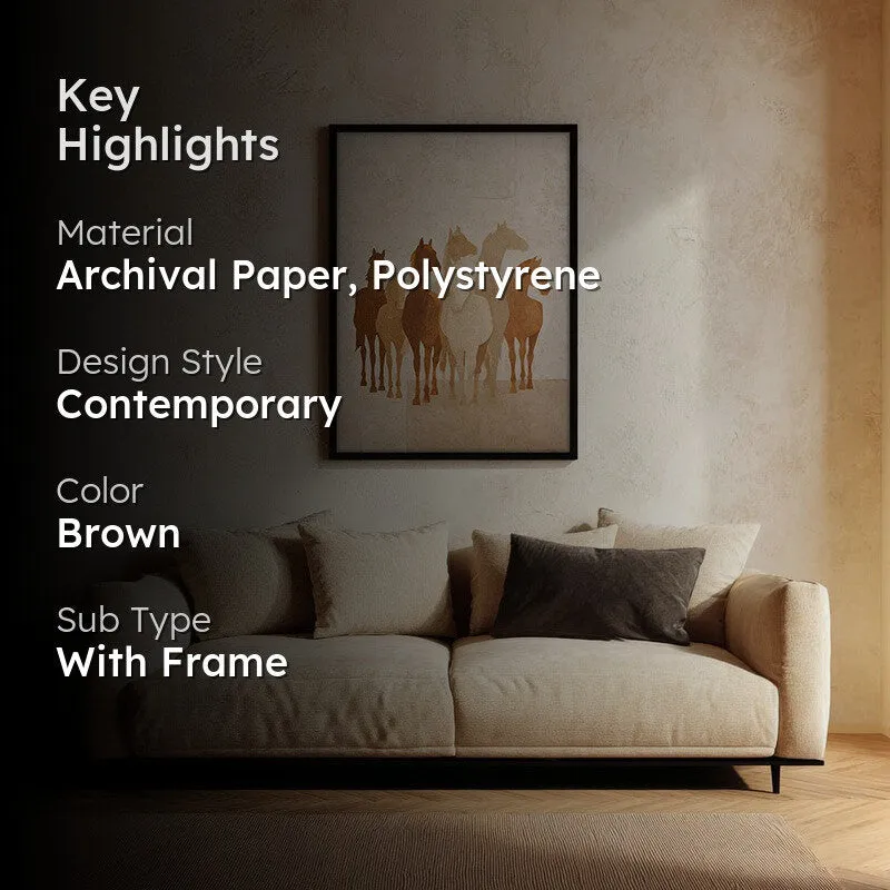 Desert Horse Silhouettes Wall Painting With Black Frame media 2