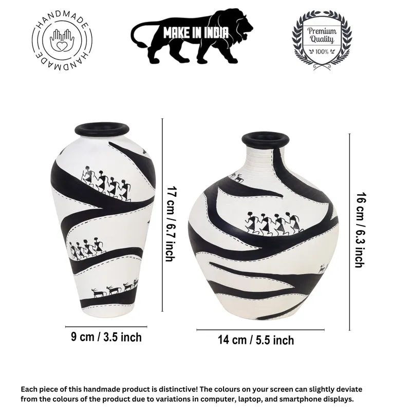 Warli Zebra Fusion Vase - Set Of Two media 6