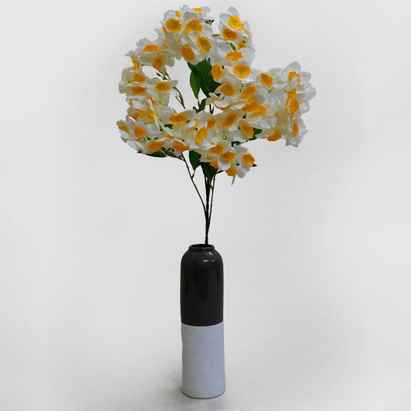 Faux Everlasting Daffodil Flower Stick - White & Yellow media 4