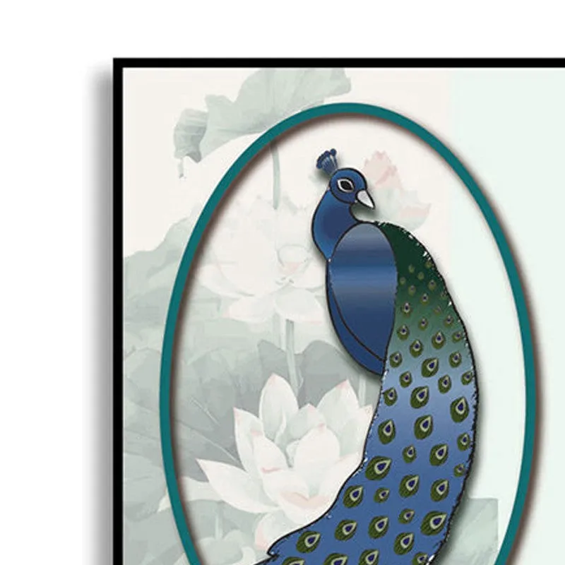 Peacock Portrait Wall Art with Black Frame media 1