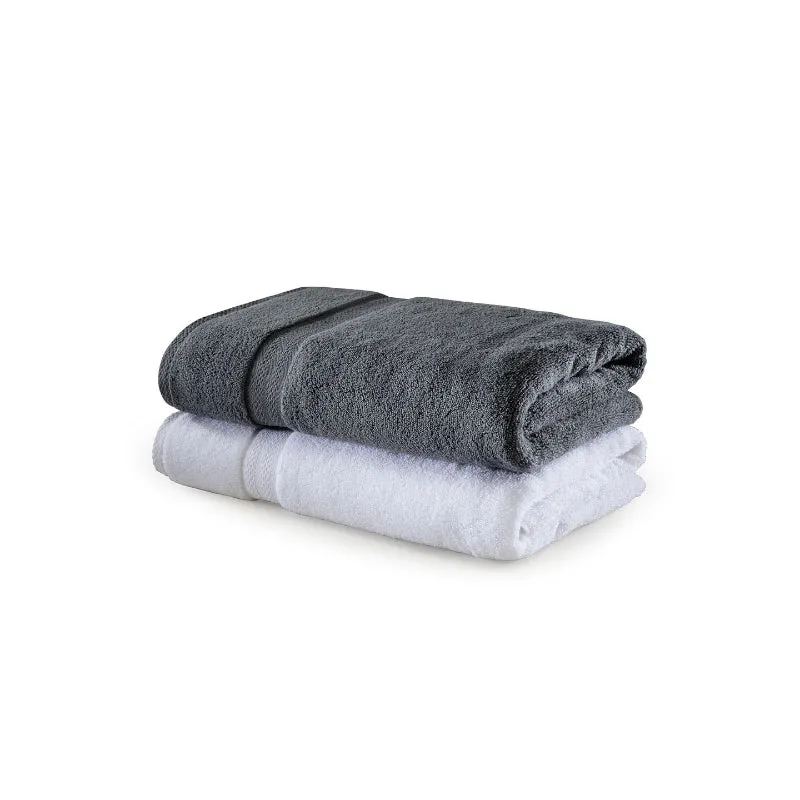 Miorah Bath Towel (White & Grey) - Set Of Two media 4