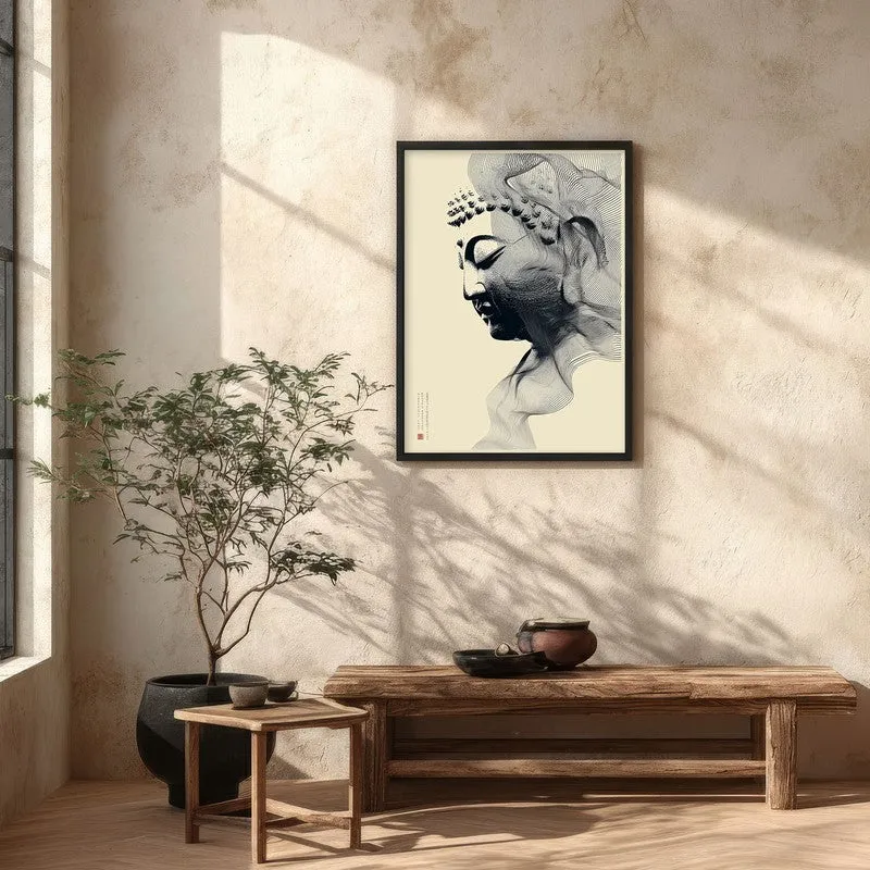 Buddha In Grace Archival Paper Wall Painting With Black Frame media 5