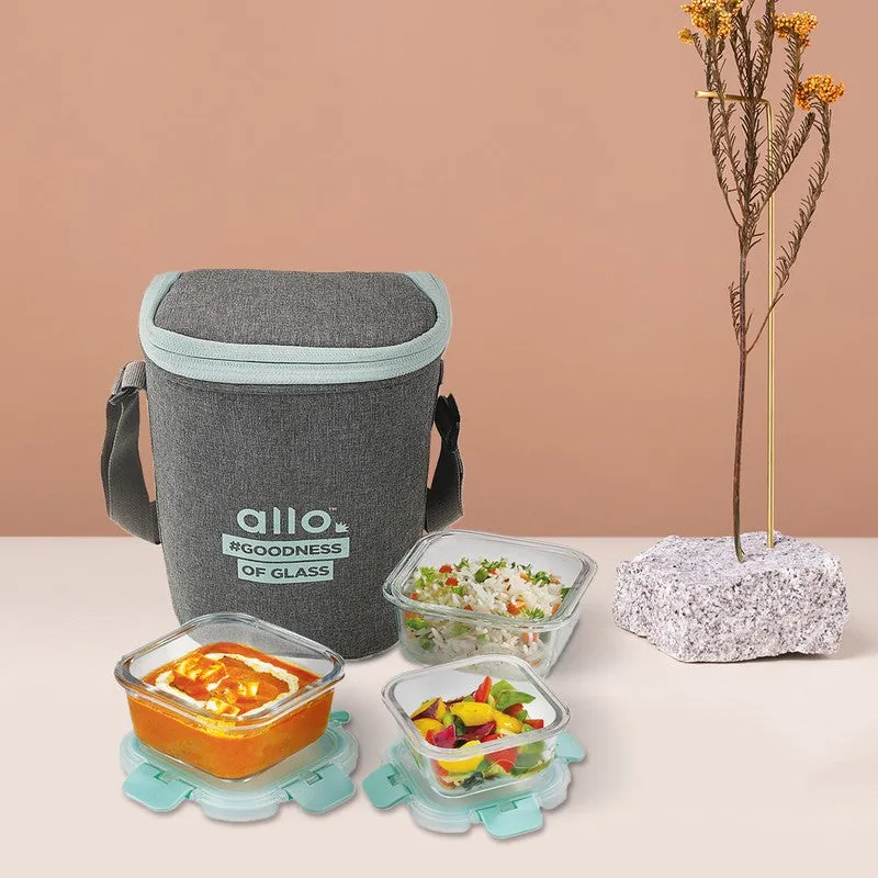 Pakruv Leak Proof Glass Lunch Box with Bag- Set of Three media 3