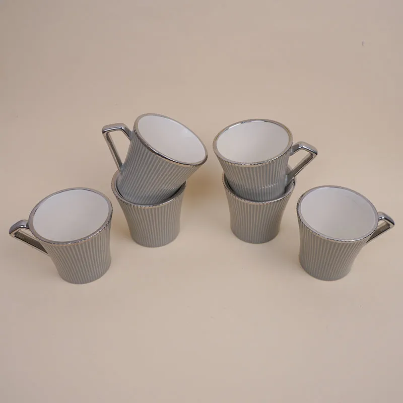 Thira Porcelain Tea Cup (180 mL Each/Grey) - Set of Six media 5