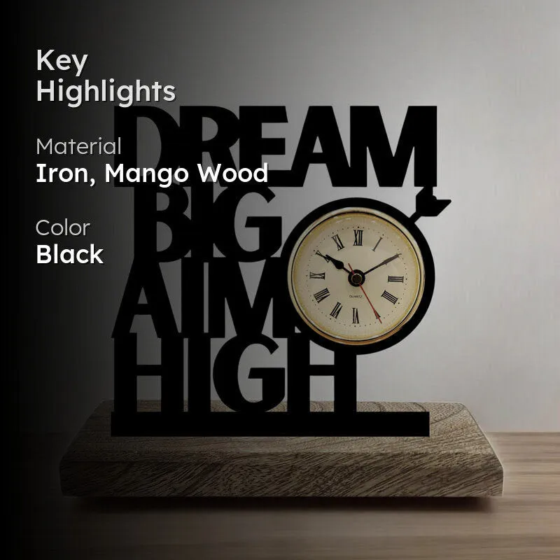 Dream Big Iron & Mango Wood Table Clock media 2