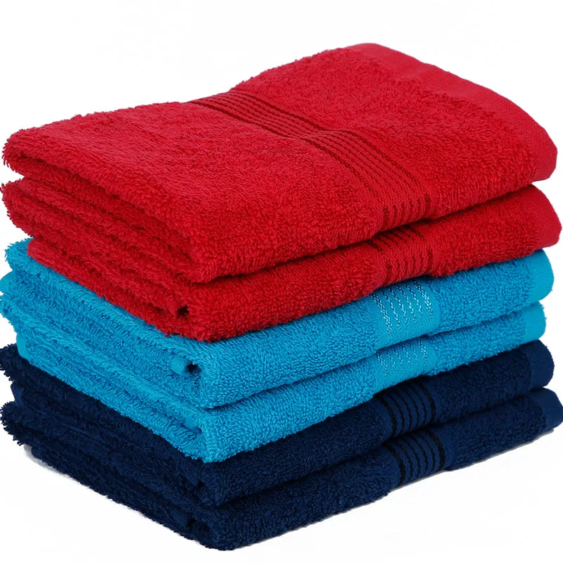 Eva Quick Dry Hand Towel (Blue/Navy Blue/Red) - Set Of Six media 4