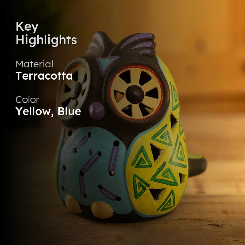 Lumi Owl Terracotta Tea Light Holder - Yellow media 2